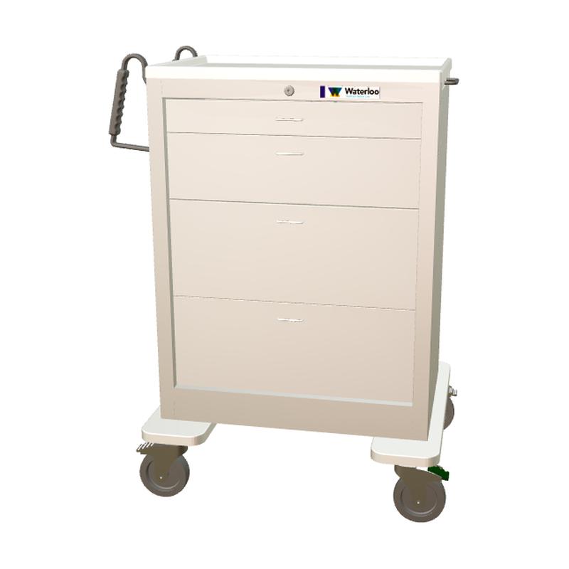 Waterloo Steel 4 Drawer Tall Treatment Cart, All Light Gray, Key Lock, UTGKU-3699-LTG