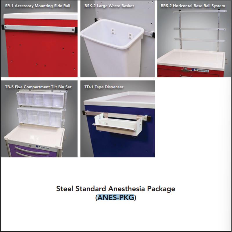 Waterloo Standard Anesthesia Accessory Package for Steel Full-Size Unicarts, ANES-PKG