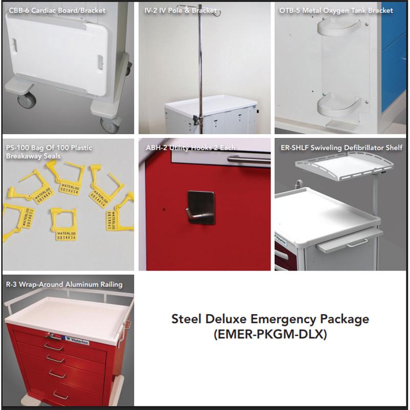 Waterloo Deluxe Emergency Accessory Package for Aluminum Full-Size Unicarts, EMER-PKGA-DLX, EMER-PKGM-DLX